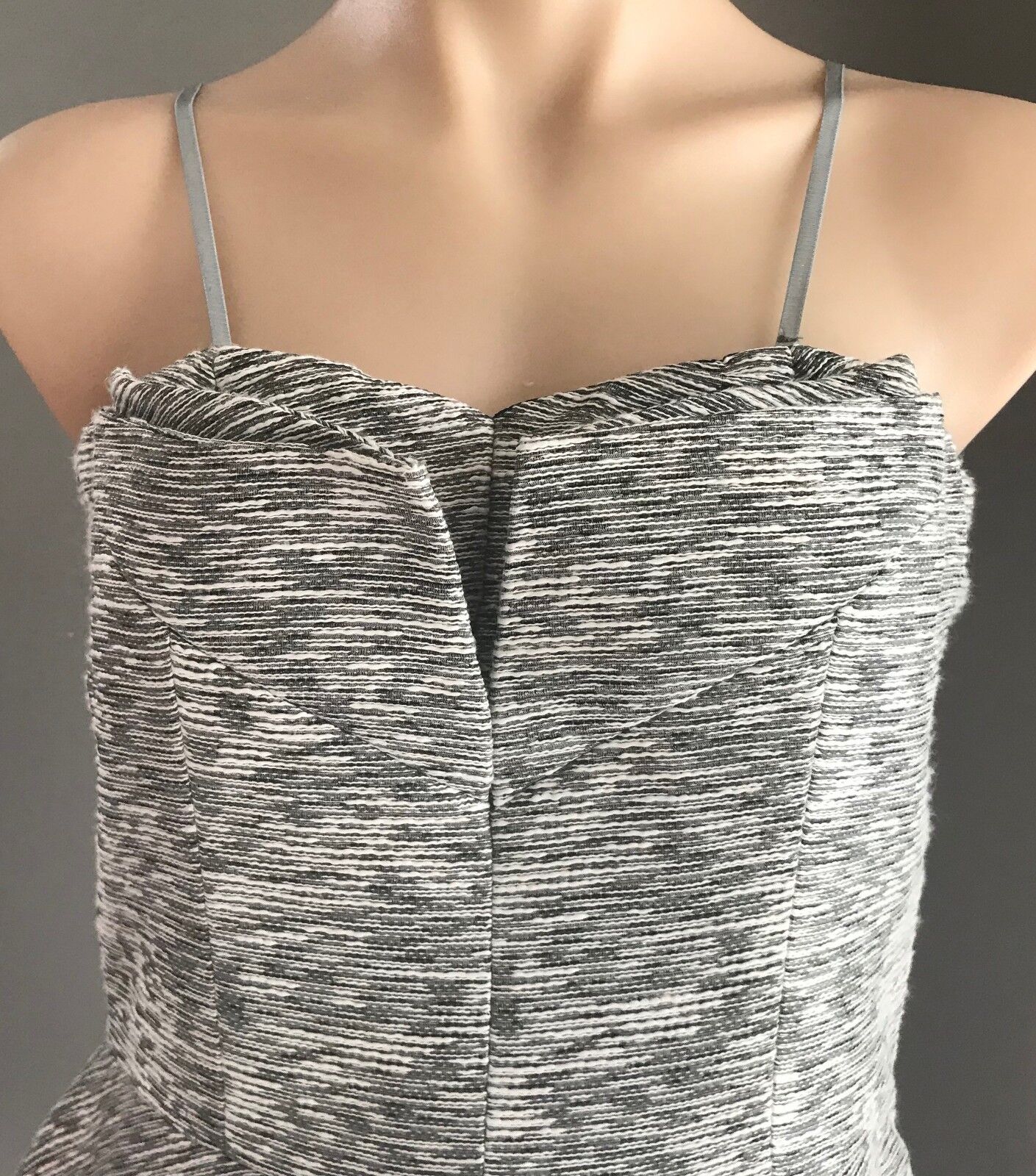 HONEY & BEAU Dress Grey White Textured Sleeveless Origami Frock Ladies Size 12