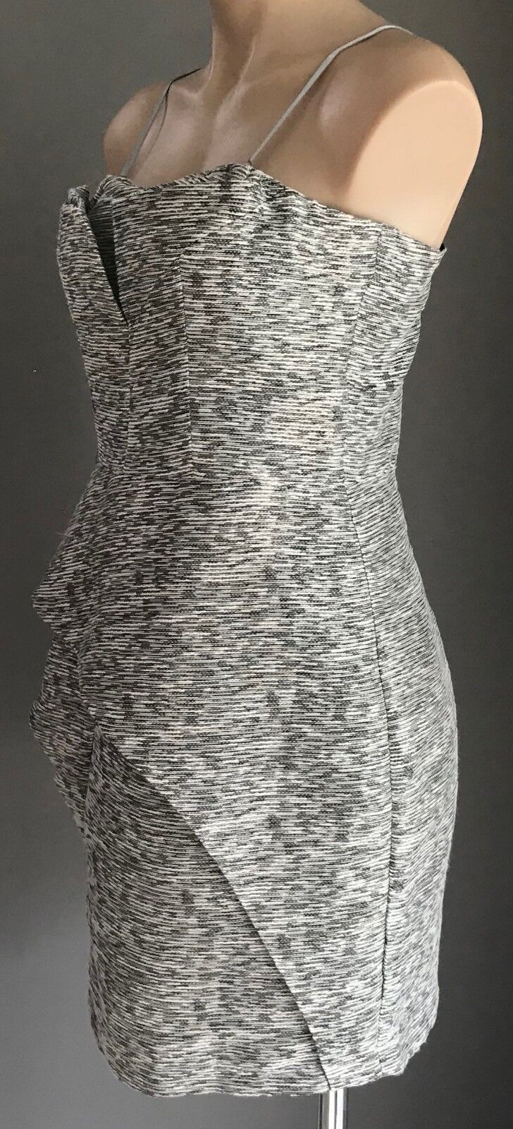 HONEY & BEAU Dress Grey White Textured Sleeveless Origami Frock Ladies Size 12