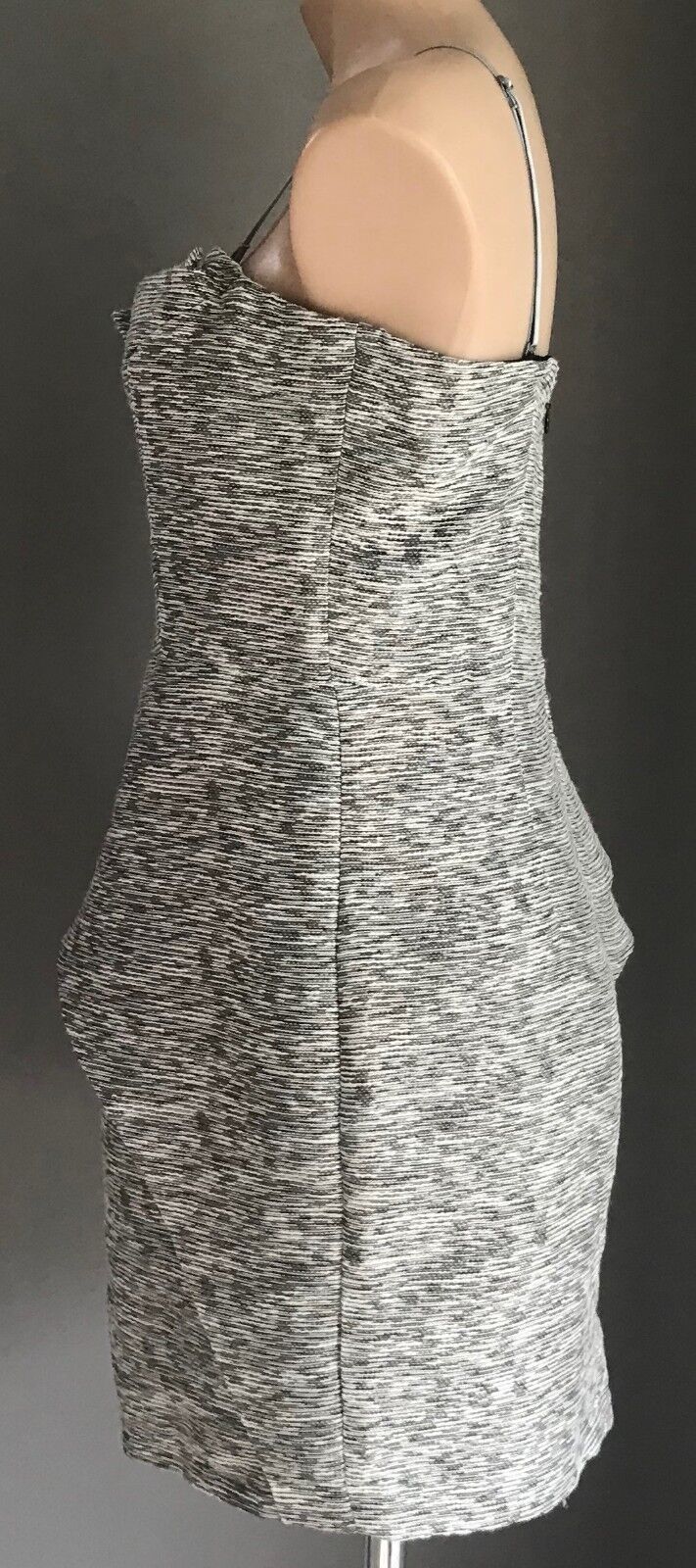 HONEY & BEAU Dress Grey White Textured Sleeveless Origami Frock Ladies Size 12