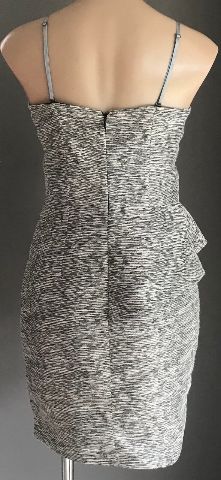 HONEY & BEAU Dress Grey White Textured Sleeveless Origami Frock Ladies Size 12