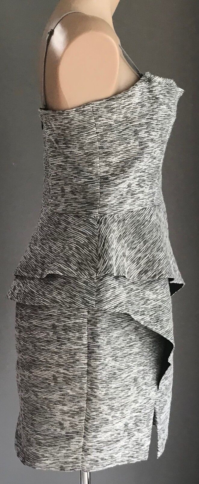 HONEY & BEAU Dress Grey White Textured Sleeveless Origami Frock Ladies Size 12