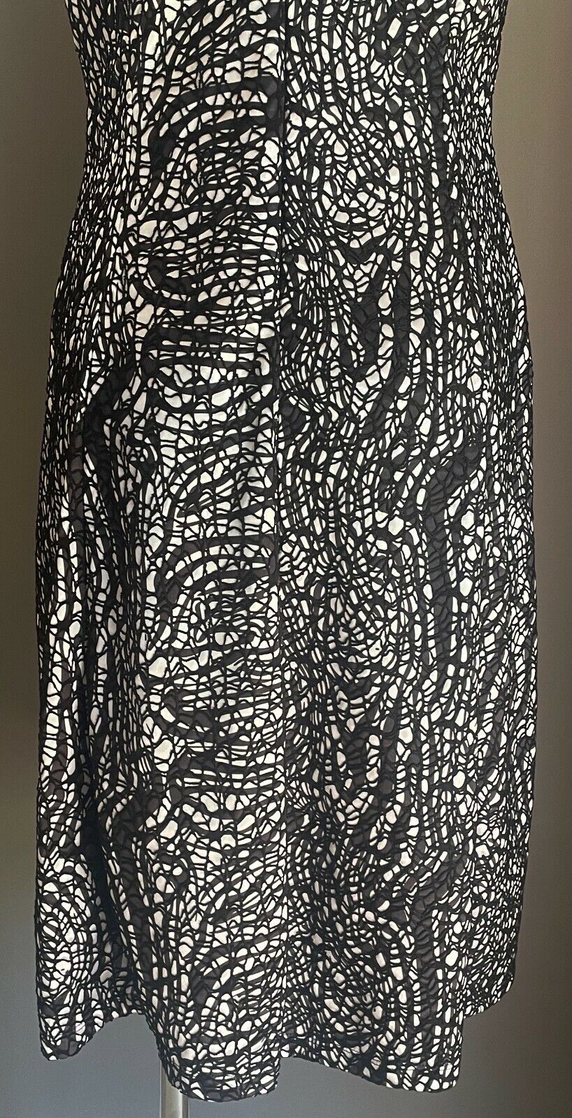 LIZ JORDAN Dress Black Silver Grey Print Sleeveless A-Line Size 12 - Stunning