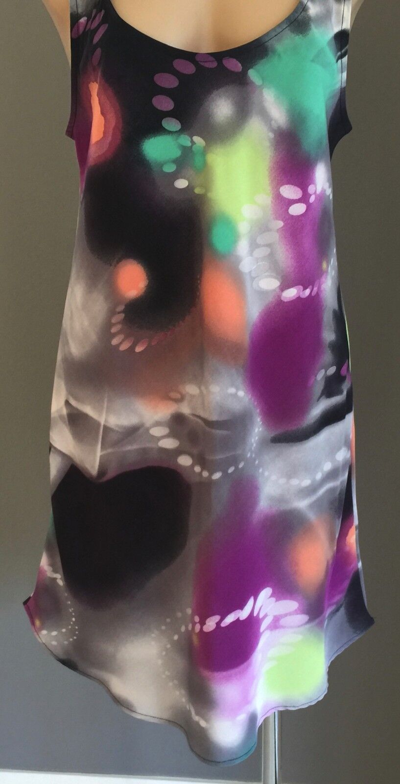 KENJI Sheath Dress Fab Design & Silky Bright MultiColour Sleeveless Size 12