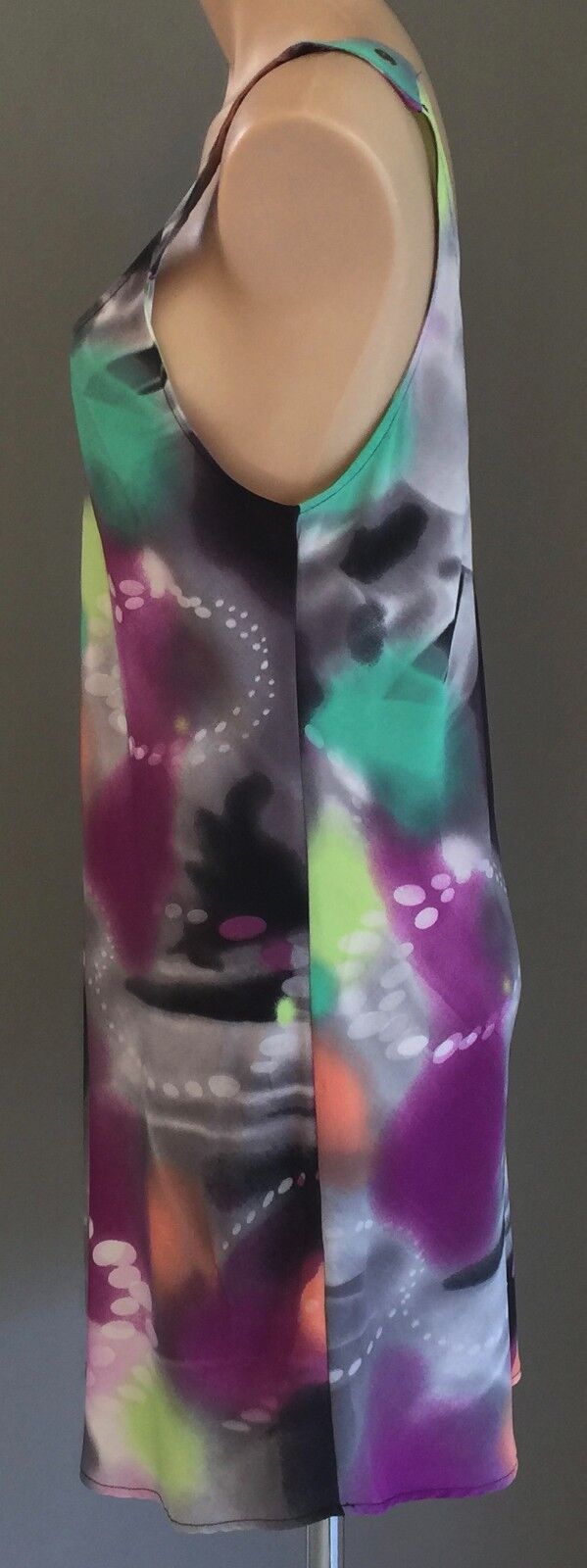 KENJI Sheath Dress Fab Design & Silky Bright MultiColour Sleeveless Size 12