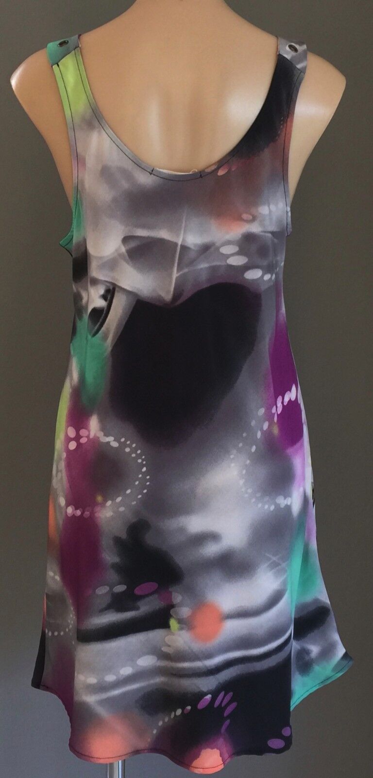 KENJI Sheath Dress Fab Design & Silky Bright MultiColour Sleeveless Size 12
