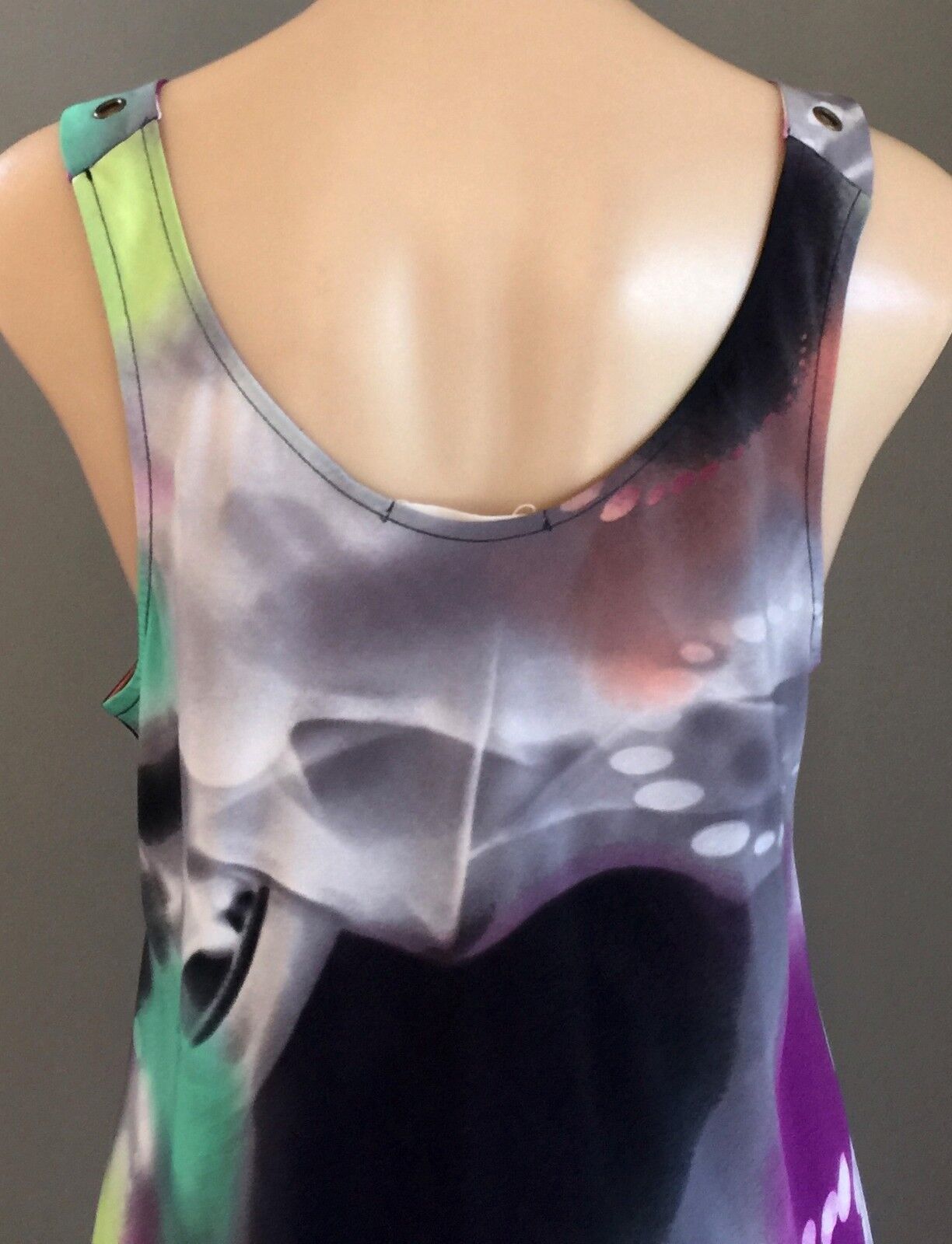 KENJI Sheath Dress Fab Design & Silky Bright MultiColour Sleeveless Size 12