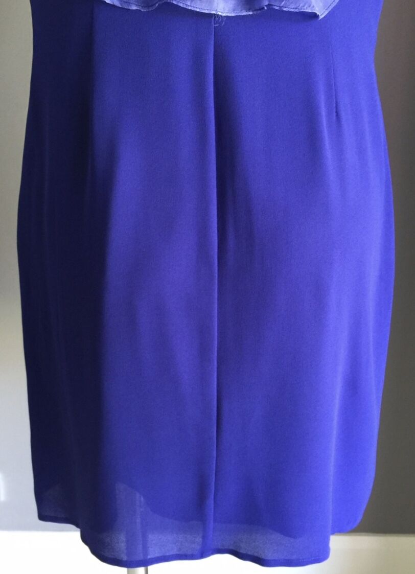AMORETTE Dress Royal Blue Sleeveless Sheath Frill Detail Frock Size 12 Gorgeous