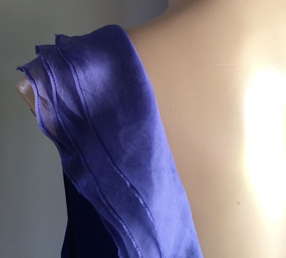 AMORETTE Dress Royal Blue Sleeveless Sheath Frill Detail Frock Size 12 Gorgeous