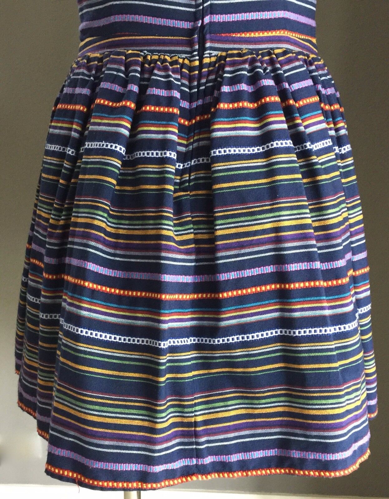 MISS CHERRY Dress Multi Colour Stripe Sleeveless Skater Ladies Size 12 Retro