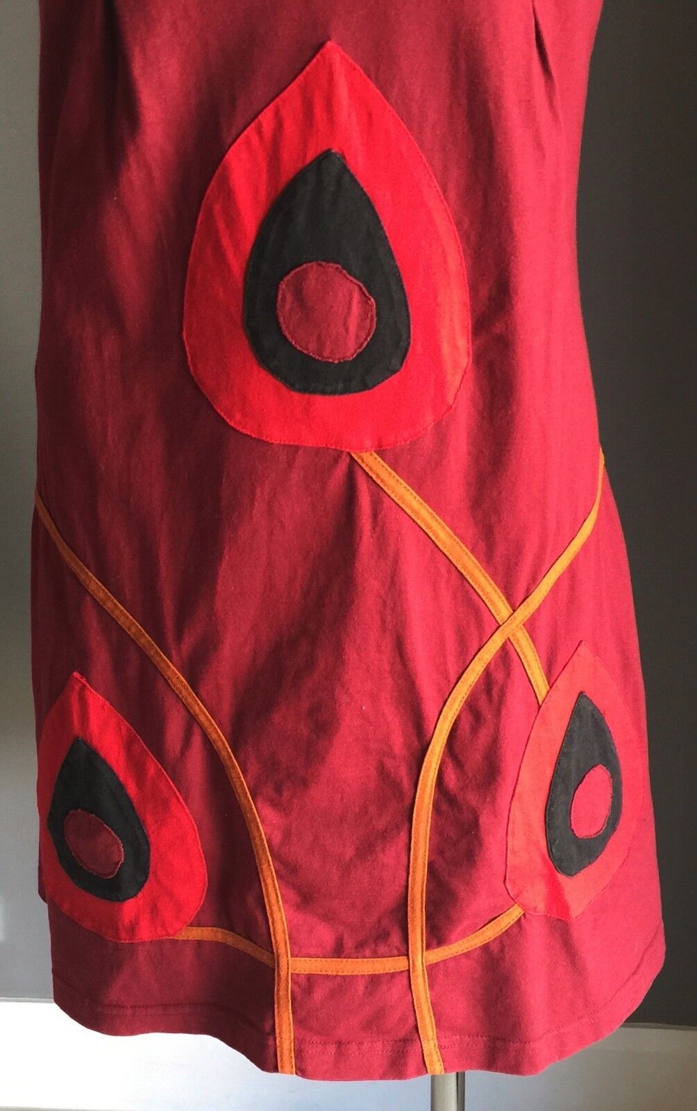 OM SHANTIPI Sleeveless Burgundy A-line Cotton Dress Size XL 12 Boho Chic