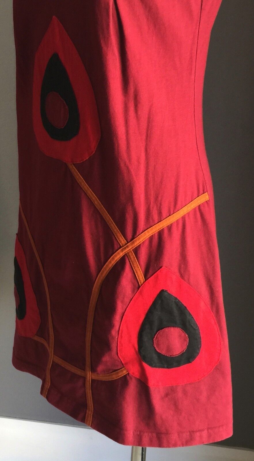 OM SHANTIPI Sleeveless Burgundy A-line Cotton Dress Size XL 12 Boho Chic