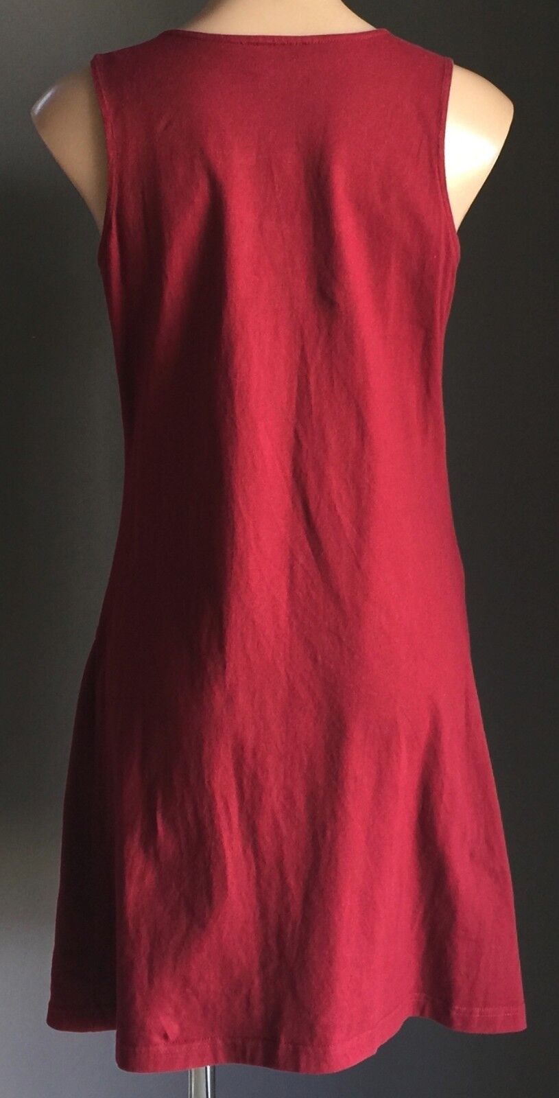 OM SHANTIPI Sleeveless Burgundy A-line Cotton Dress Size XL 12 Boho Chic