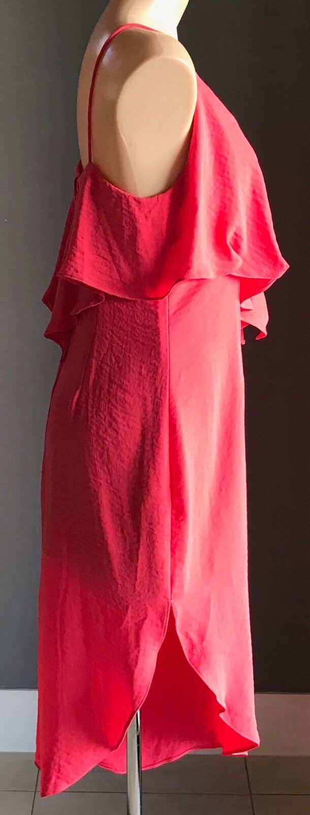 TUSSAH "Brixton" Asymmetric Hem Sleeveless Dress Coral Rose Ladies Size 12 NEW