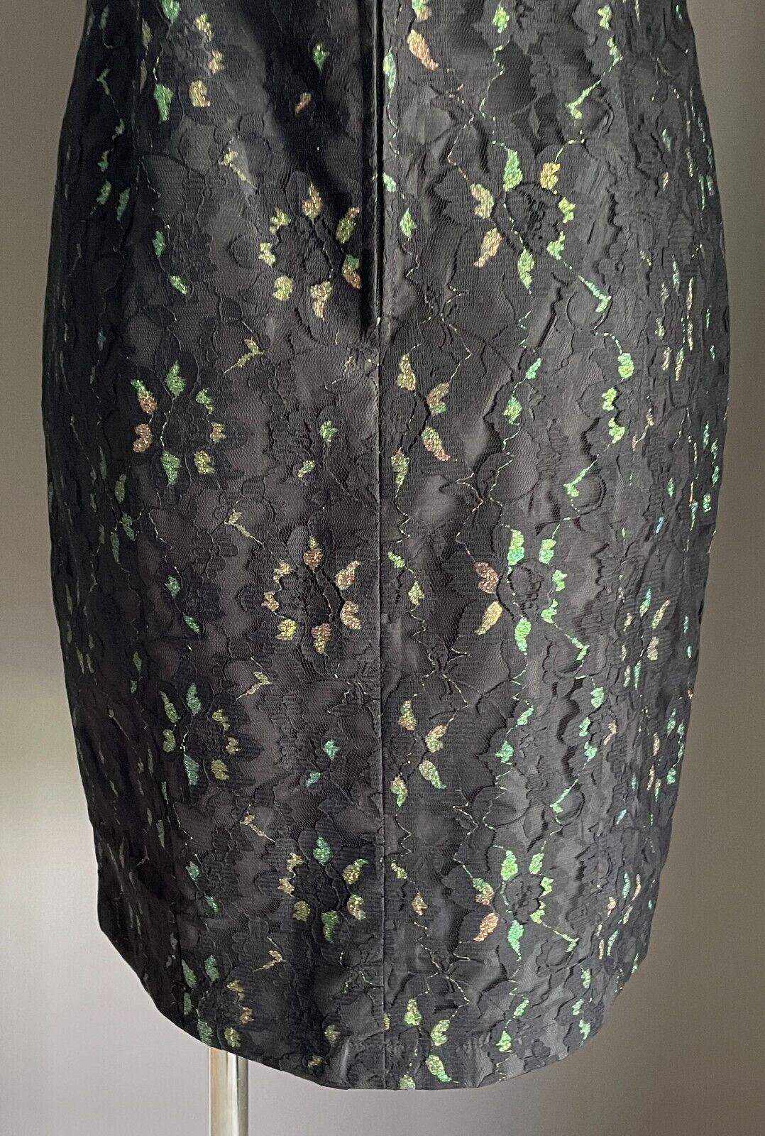 SCANDALS Black Lace Glitter Highlight Sleeveless Sheath Dress Size 12 Vintage