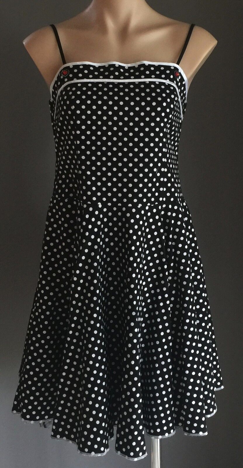 MISS ANNE Dress Black & White Polka Dot PinUp Ladies Size 10 12 NEW 1950's Look