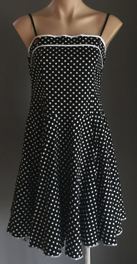 MISS ANNE Dress Black & White Polka Dot PinUp Ladies Size 10 12 NEW 1950's Look