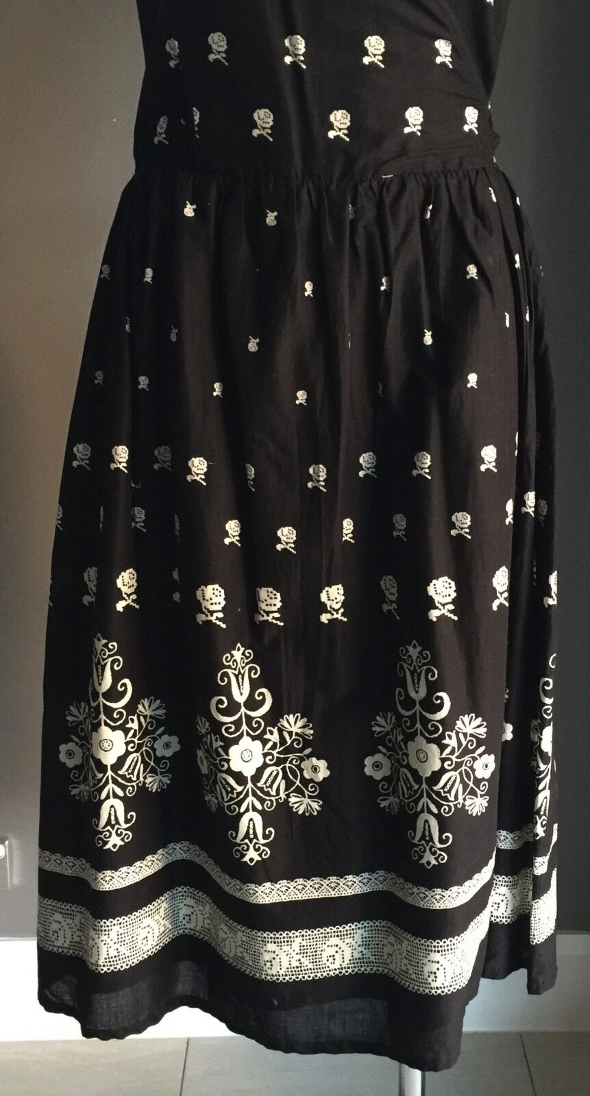 SENSES Dress Wrap Black & White Floral Print Cap Sleeve Cotton Size 8 10 NEW