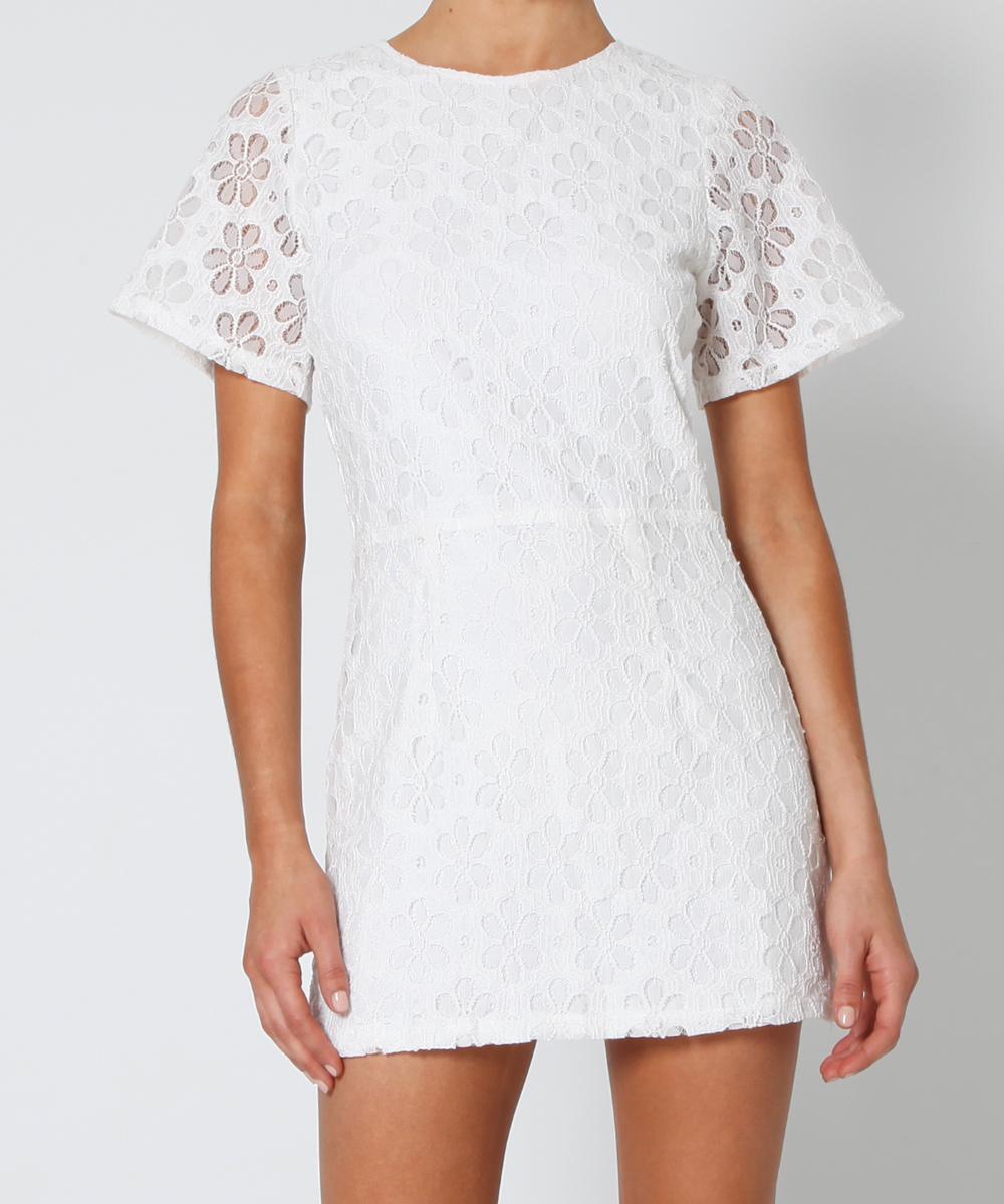 ALICE IN THE EVE Dress Mini White Floral Lace Open Back Ladies Size 10 NEW