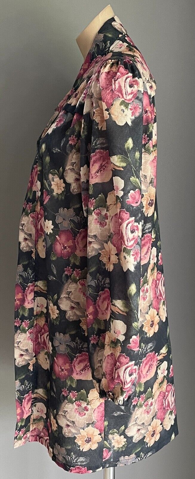 HIJAB HOUSE Jacket Black Floral Print Long Elastic Sleeve Kimono Size 8 10 NEW