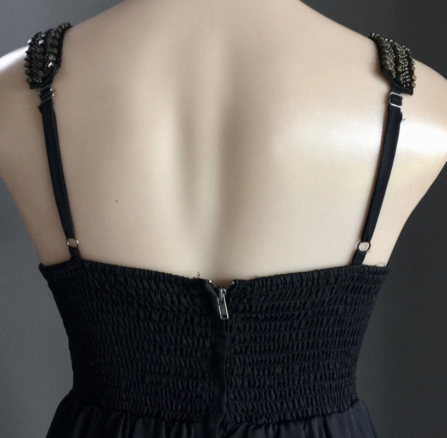 FRESH SOUL LUXE Dress Black & Bronze Studded Bead Trim Ladies Size 10 Gorgeous