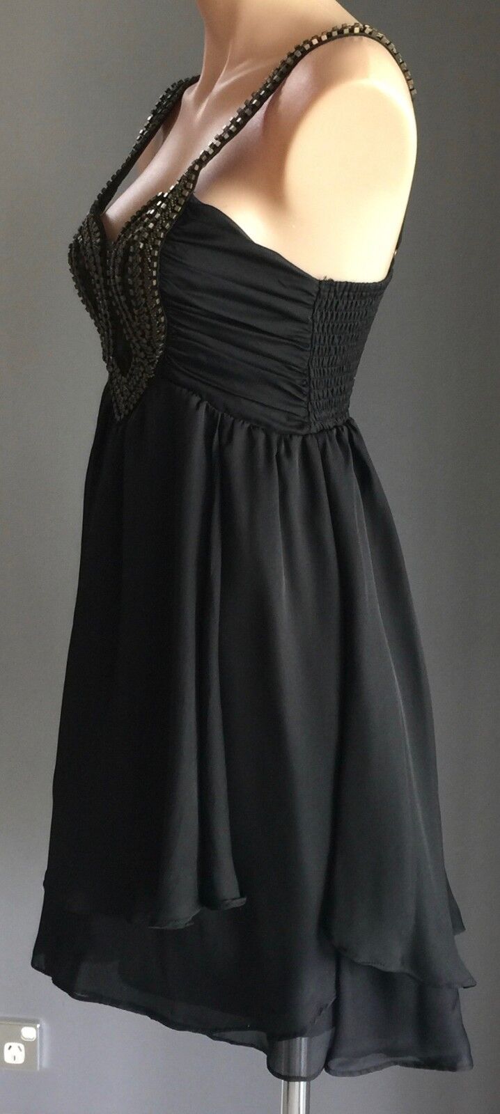 FRESH SOUL LUXE Dress Black & Bronze Studded Bead Trim Ladies Size 10 Gorgeous