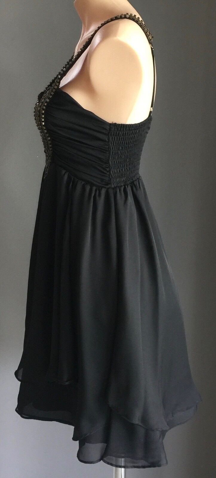 FRESH SOUL LUXE Dress Black & Bronze Studded Bead Trim Ladies Size 10 Gorgeous