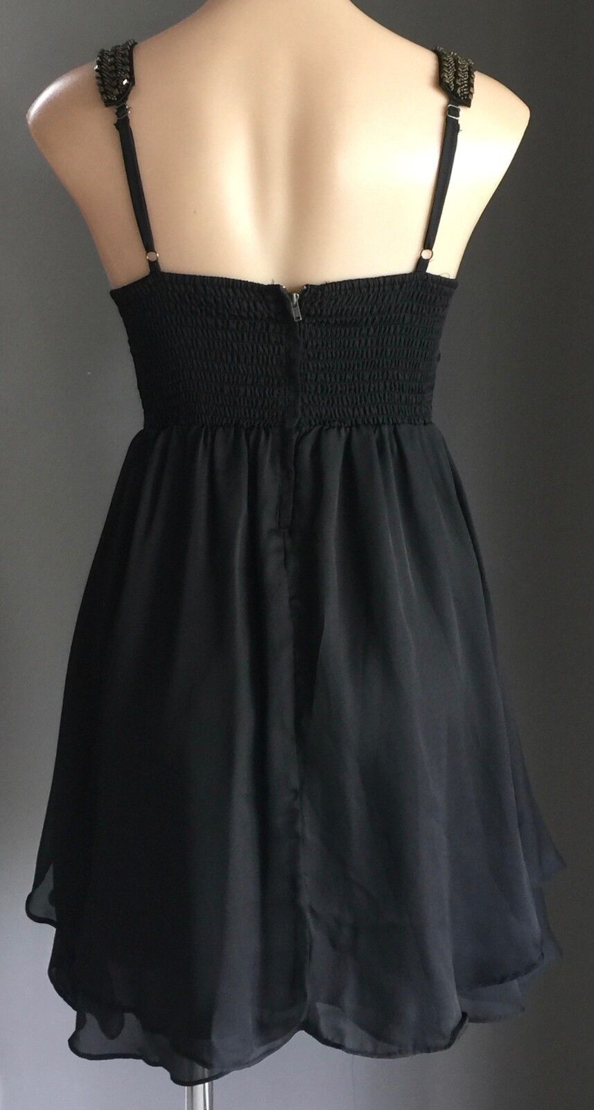 FRESH SOUL LUXE Dress Black & Bronze Studded Bead Trim Ladies Size 10 Gorgeous