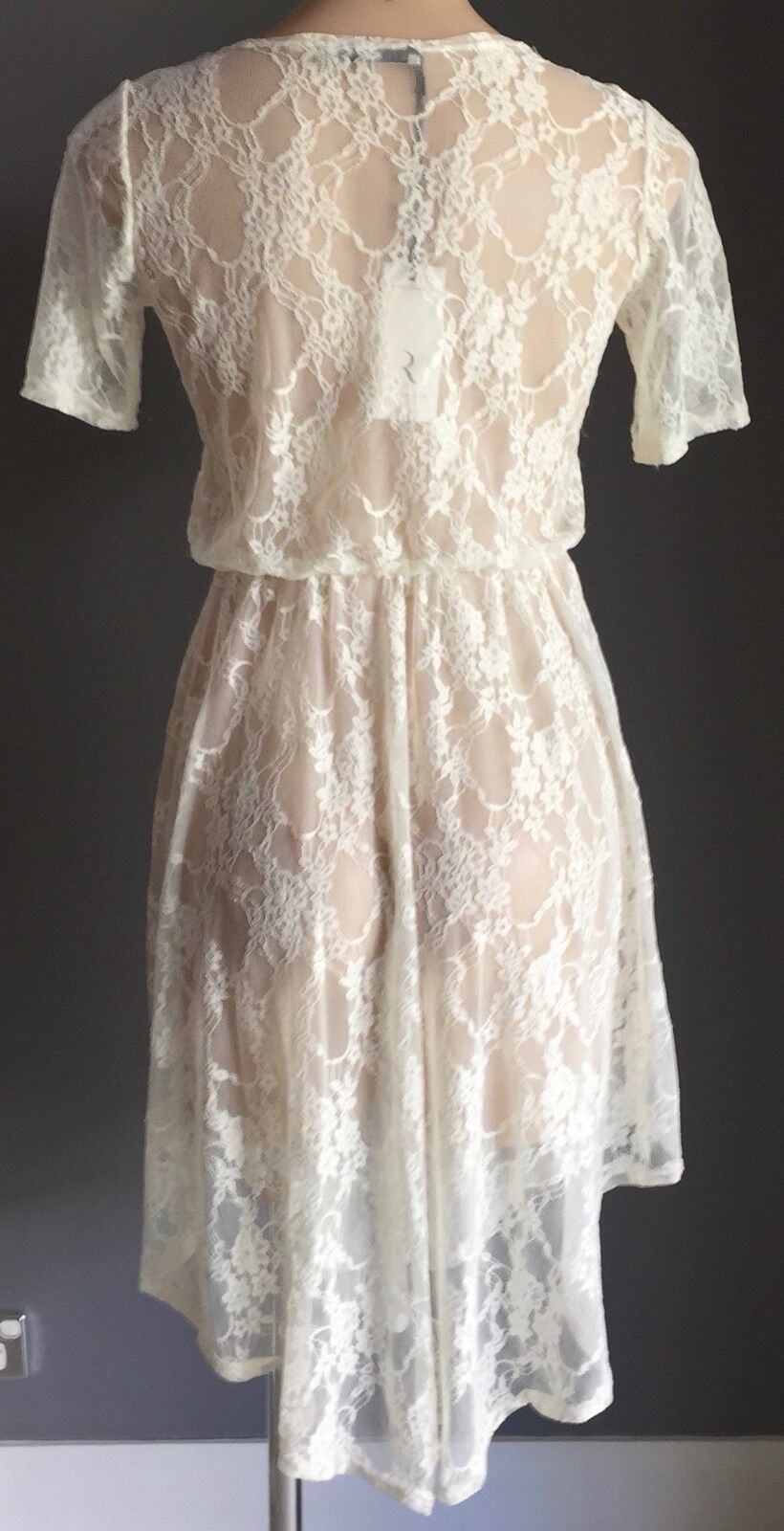 RARE LONDON Cream Lace Handkerchief Dress Dress Ladies Size 10 NEW