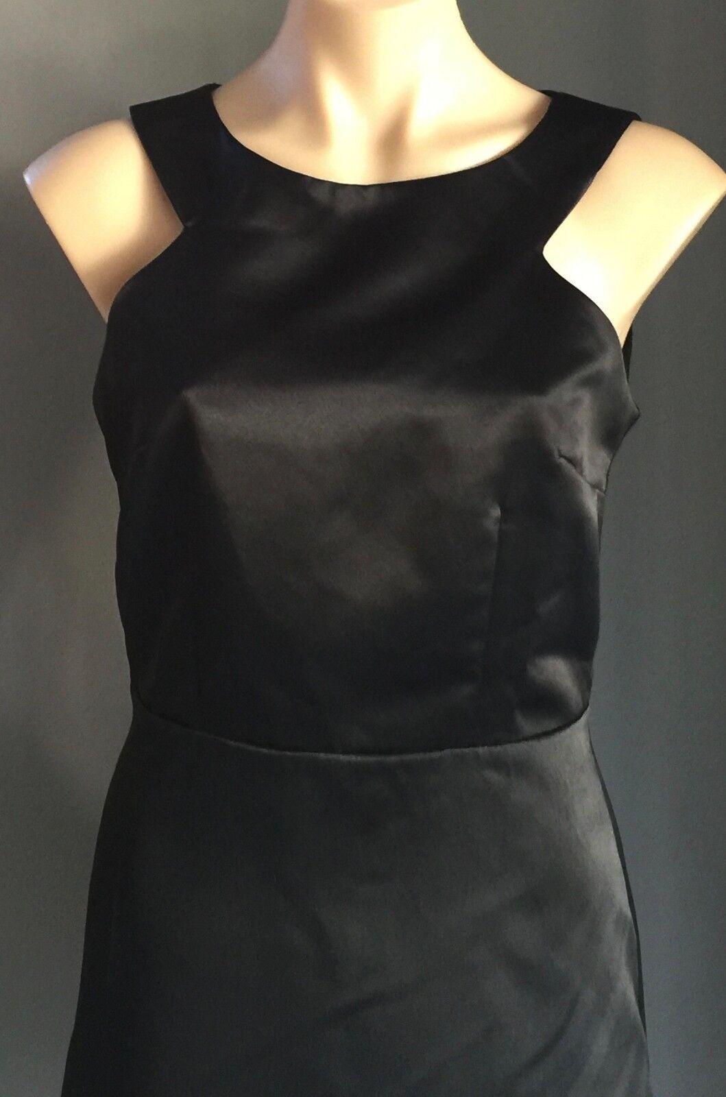FASHION UNION Dress Black Satin Skater with Laser Cut Hem Ladies Size 10 NEW