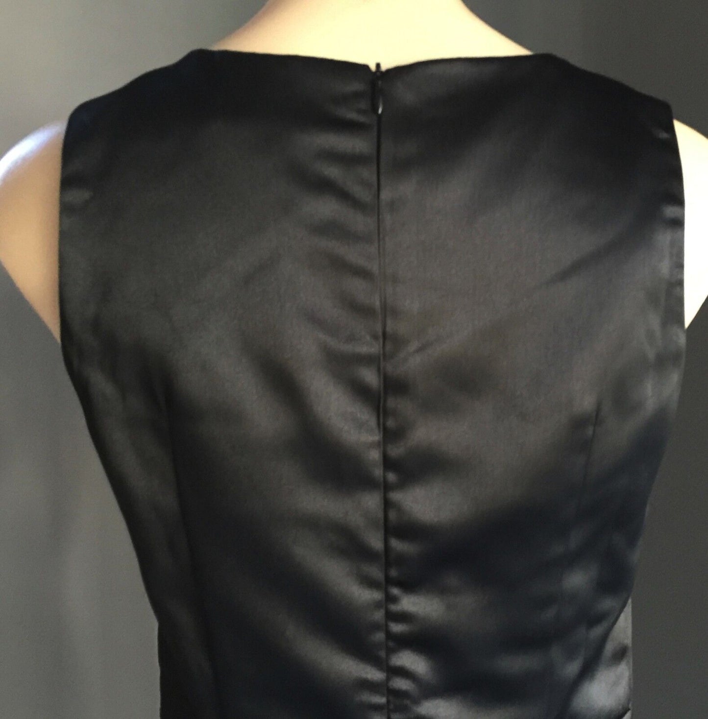 FASHION UNION Dress Black Satin Skater with Laser Cut Hem Ladies Size 10 NEW