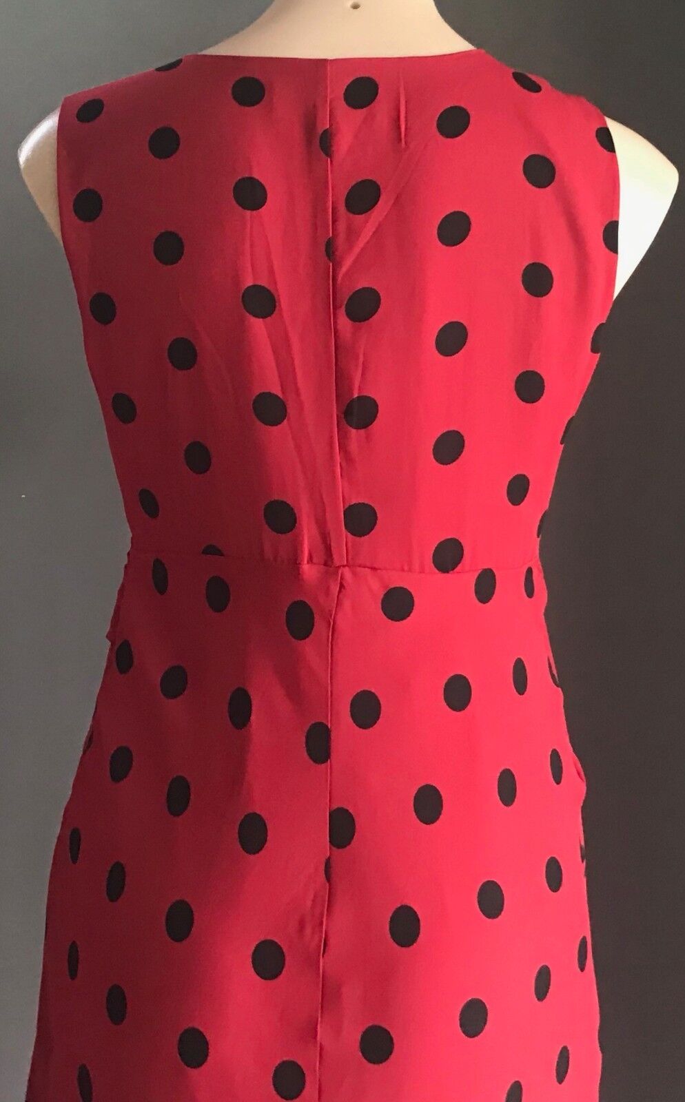 MAX SHOP Dress Red & Black Polka Dot Ruffle Hem Ladies Sheath Size 10 Gorgeous