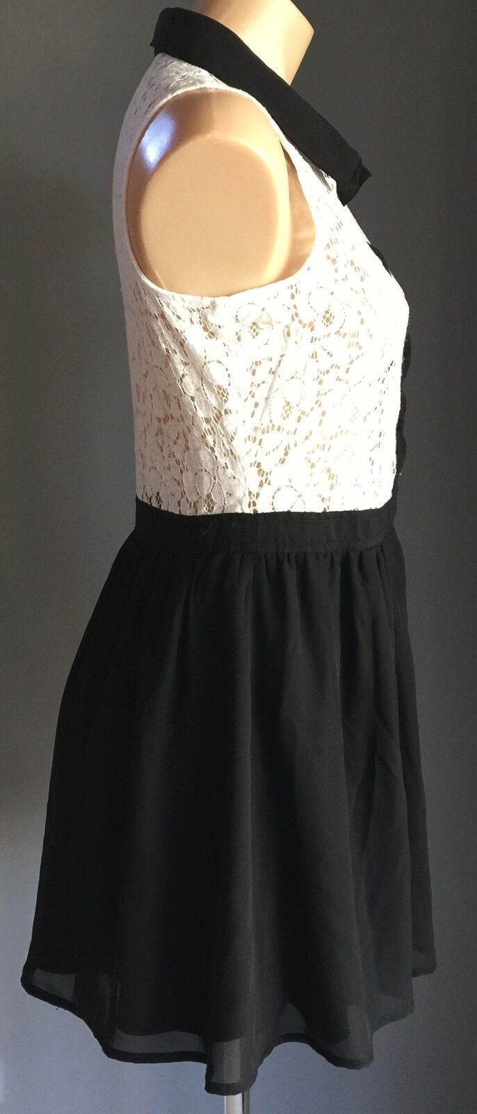FACTORIE Dress Black & White Lace Collared Skater Frock Ladies Size 10 Fab Style