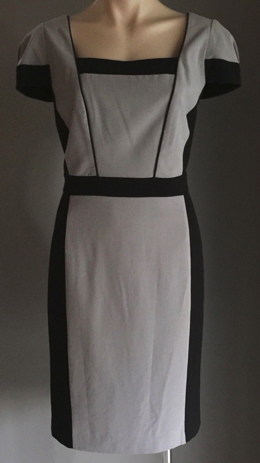 TARGET Dress Black & Grey Cap Sleeve Sheath Size 10 Tailored 1950's Stunning