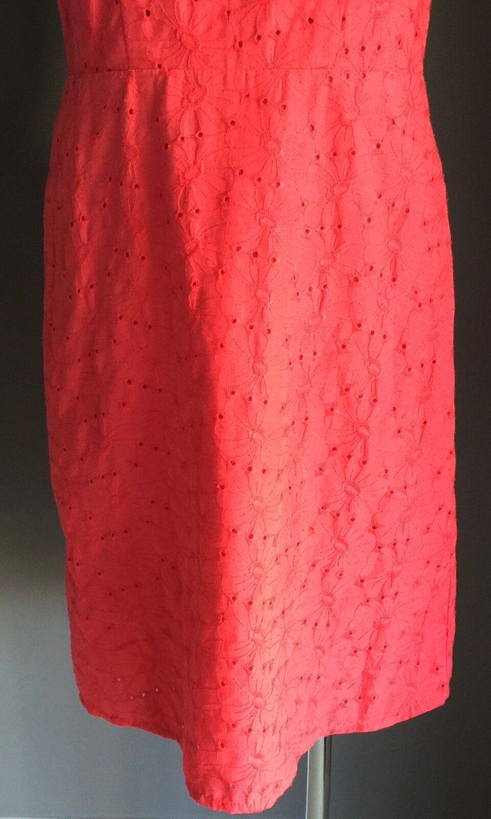 TARGET Dress Shift Watermelon Red Broderie Anglaise Sleeveless Size 12 50's look