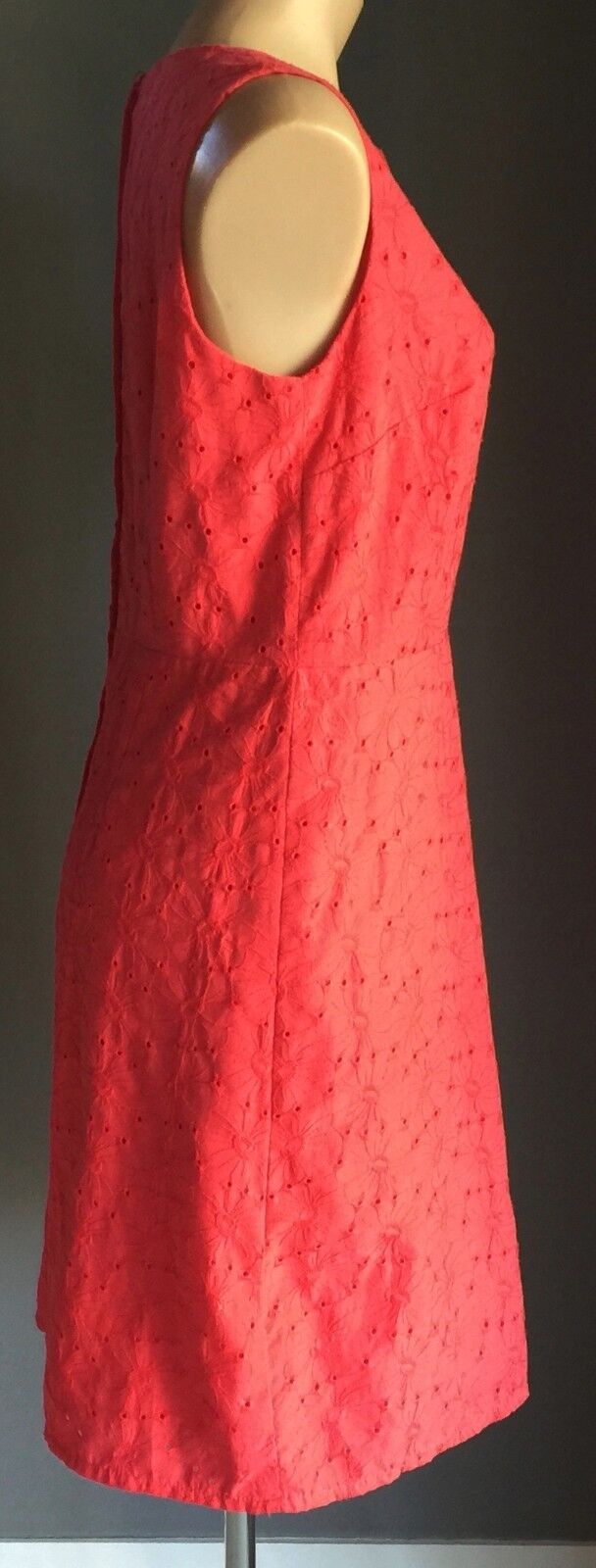 TARGET Dress Shift Watermelon Red Broderie Anglaise Sleeveless Size 12 50's look