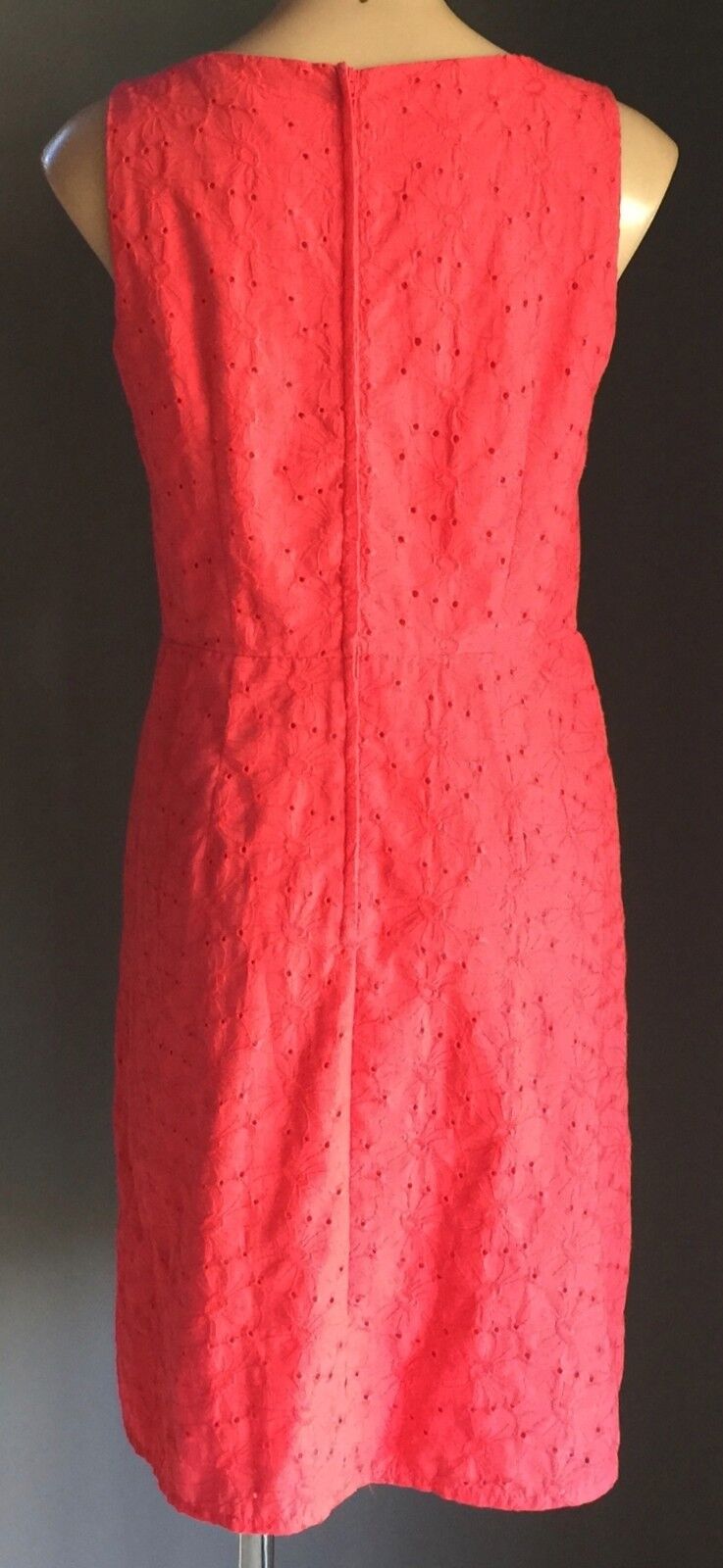 TARGET Dress Shift Watermelon Red Broderie Anglaise Sleeveless Size 12 50's look