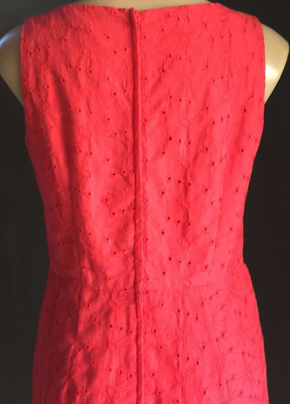 TARGET Dress Shift Watermelon Red Broderie Anglaise Sleeveless Size 12 50's look