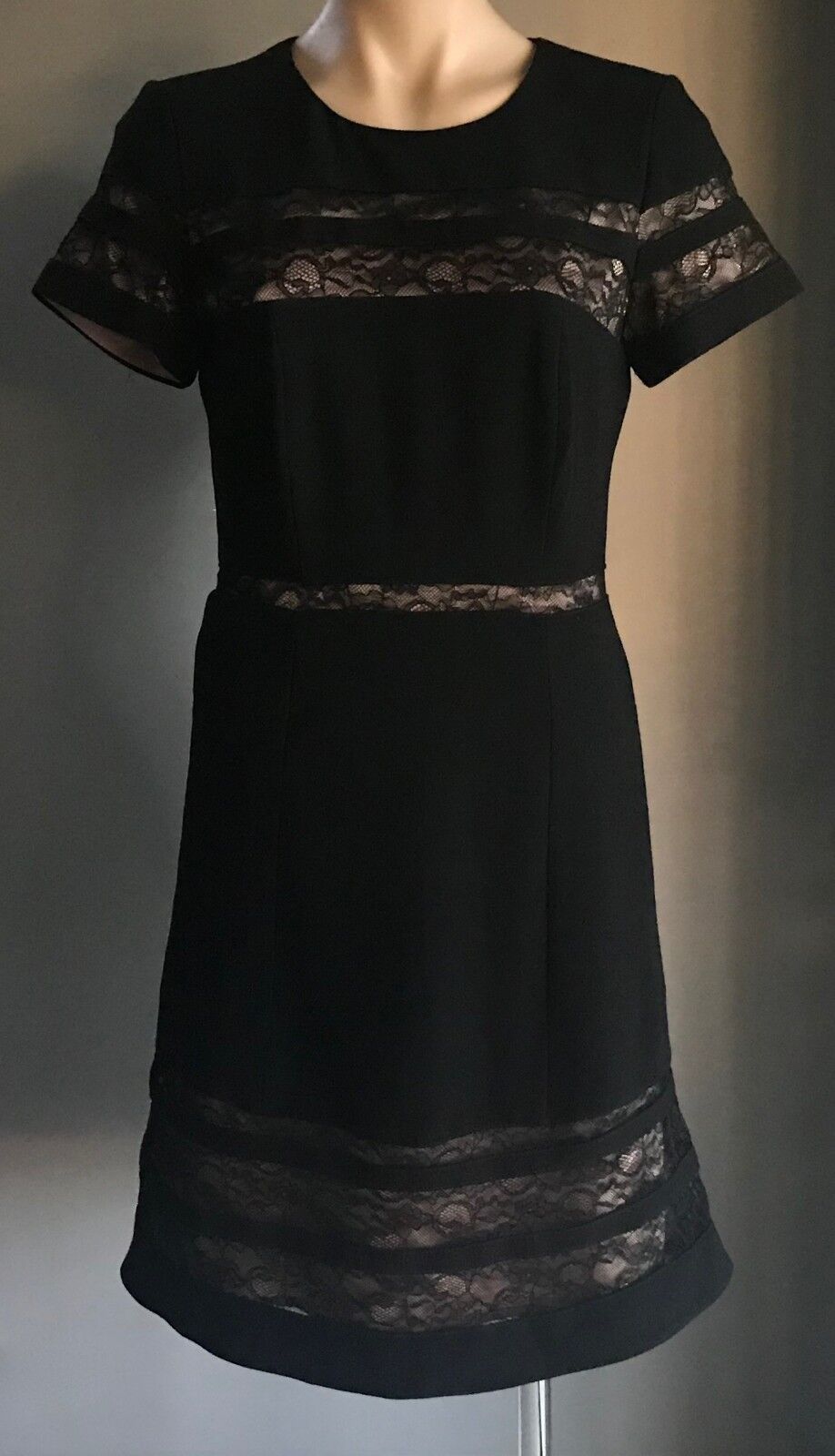 TARGET COLLECTION Dress Lace Insert Sh/Sleeve Shift Sz 1 0 Black Blush Pink NEW