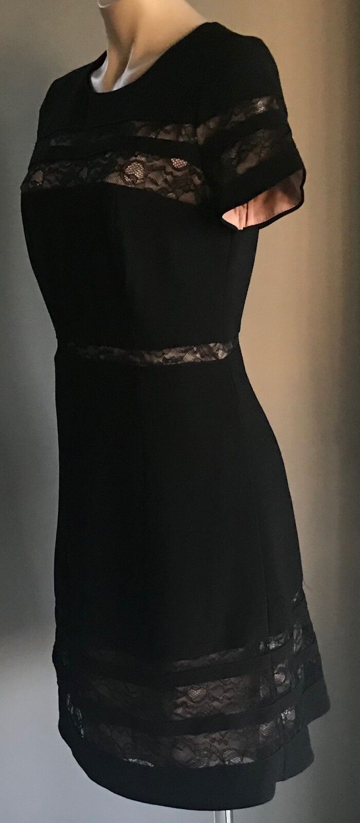 TARGET COLLECTION Dress Lace Insert Sh/Sleeve Shift Sz 1 0 Black Blush Pink NEW