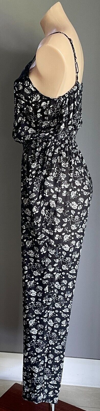 LILY LOVES (Target) Jumpsuit Black White Floral Sleeveless Elastic Waist Size 10