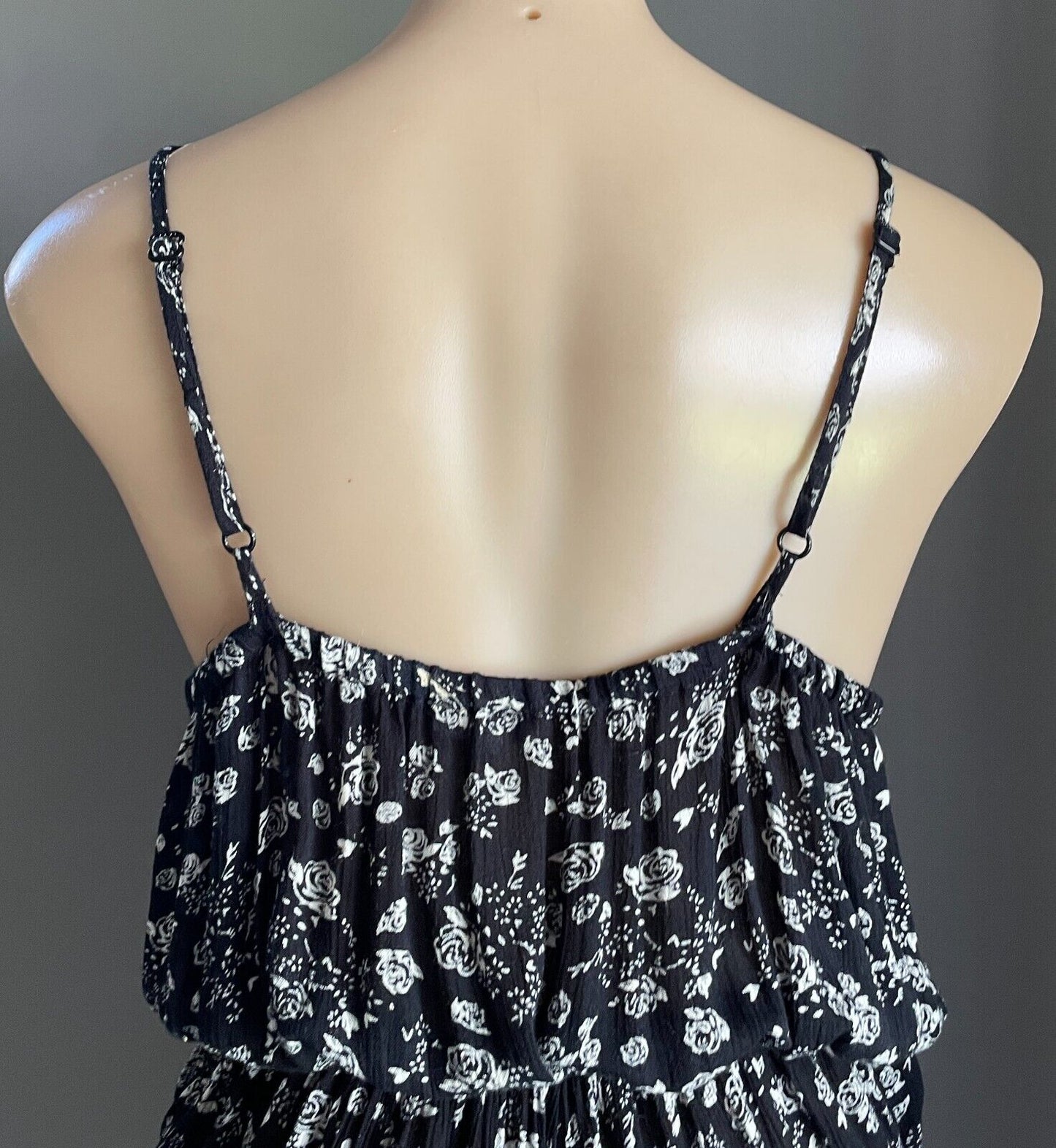LILY LOVES (Target) Jumpsuit Black White Floral Sleeveless Elastic Waist Size 10