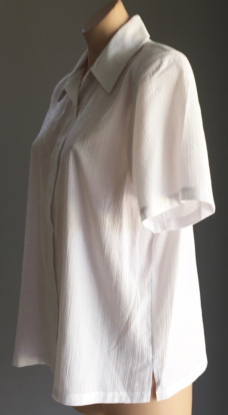 NONI B Button Up Shirt White Embroidered Floral Short Padded Sleeve Sz 14 NEW