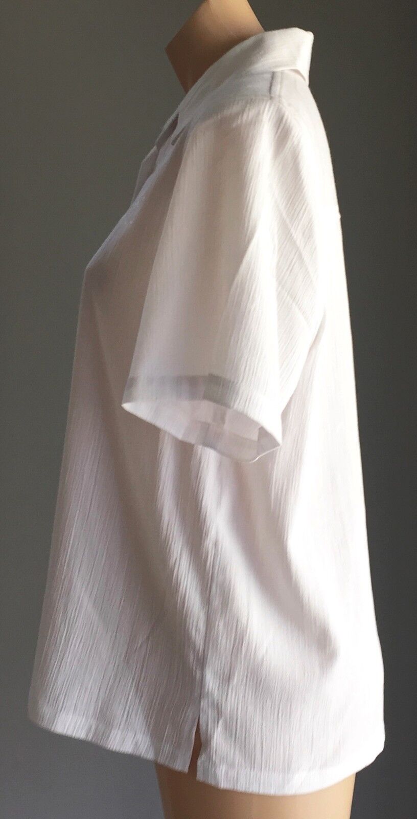 NONI B Button Up Shirt White Embroidered Floral Short Padded Sleeve Sz 14 NEW