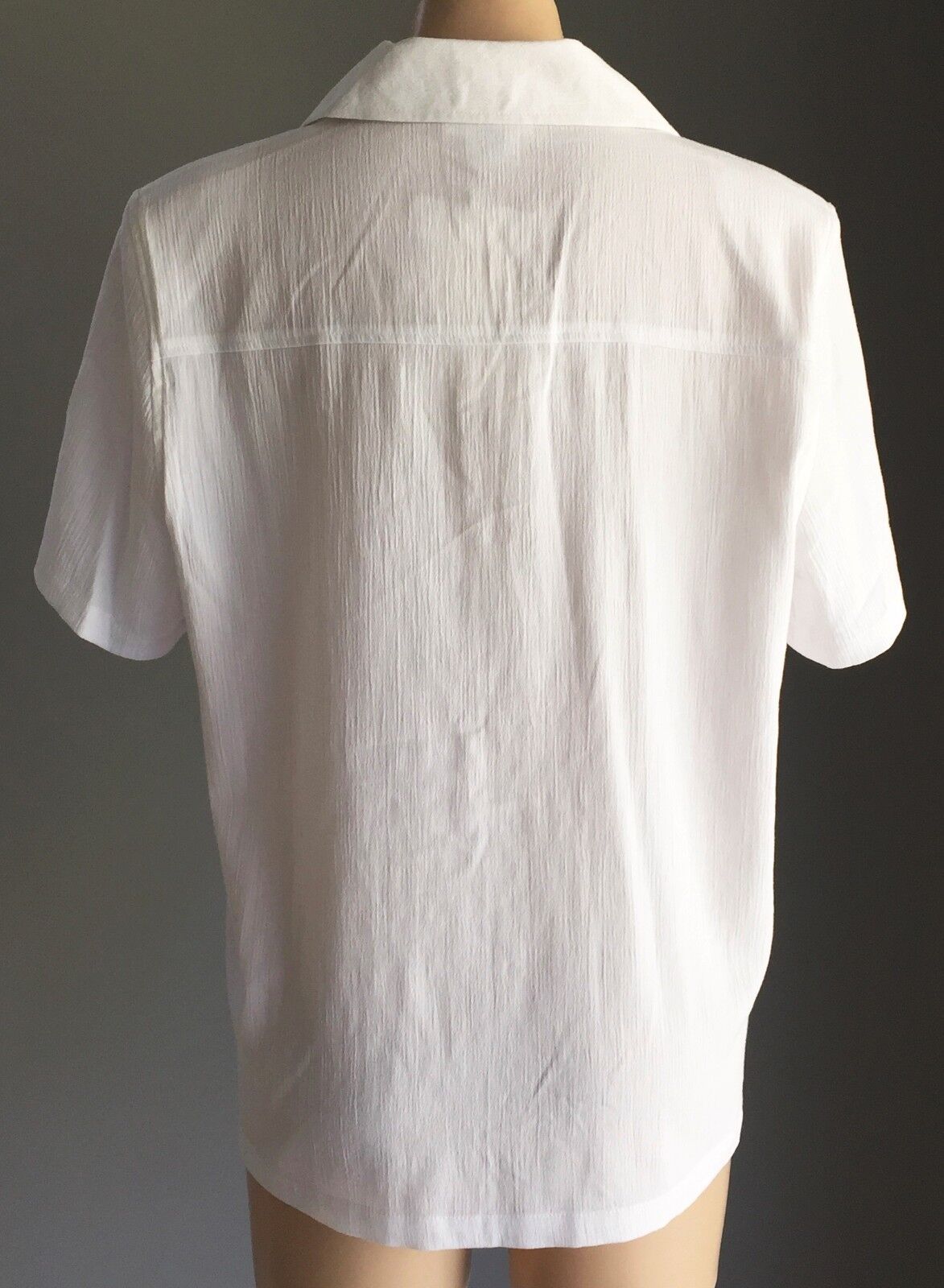 NONI B Button Up Shirt White Embroidered Floral Short Padded Sleeve Sz 14 NEW