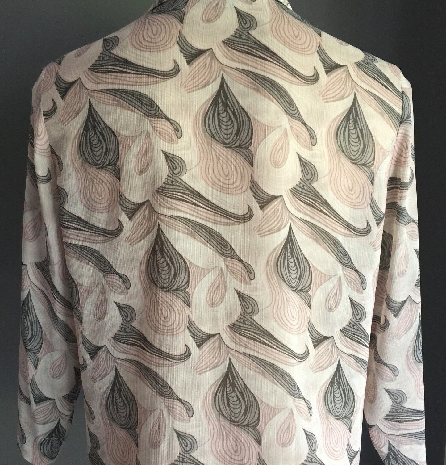 NONI B Button Shirt Soft Grey & Pink Sheer 3/4 Sleeve Blouse Size 10 + Cami