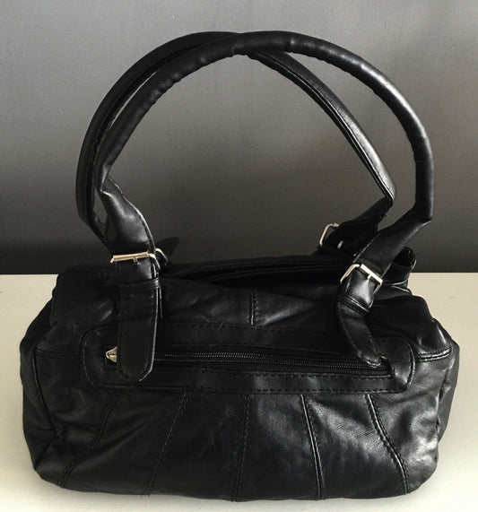 TOSCA Shoulder Bag Soft Leather Twin Handle Black Lambskin Retro Gem NEW