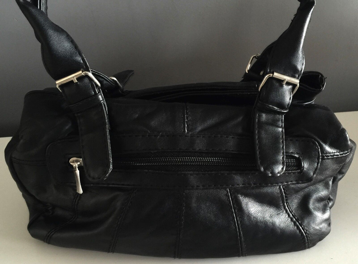 TOSCA Shoulder Bag Soft Leather Twin Handle Black Lambskin Retro Gem NEW