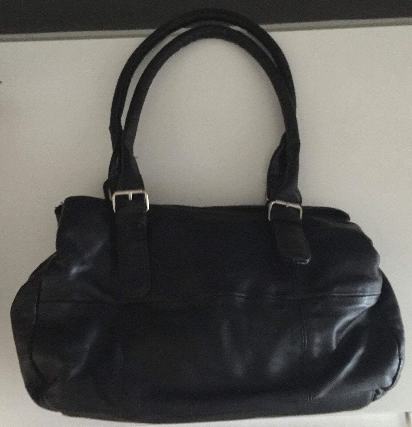 TOSCA Shoulder Bag Soft Leather Twin Handle Black Lambskin Retro Gem NEW