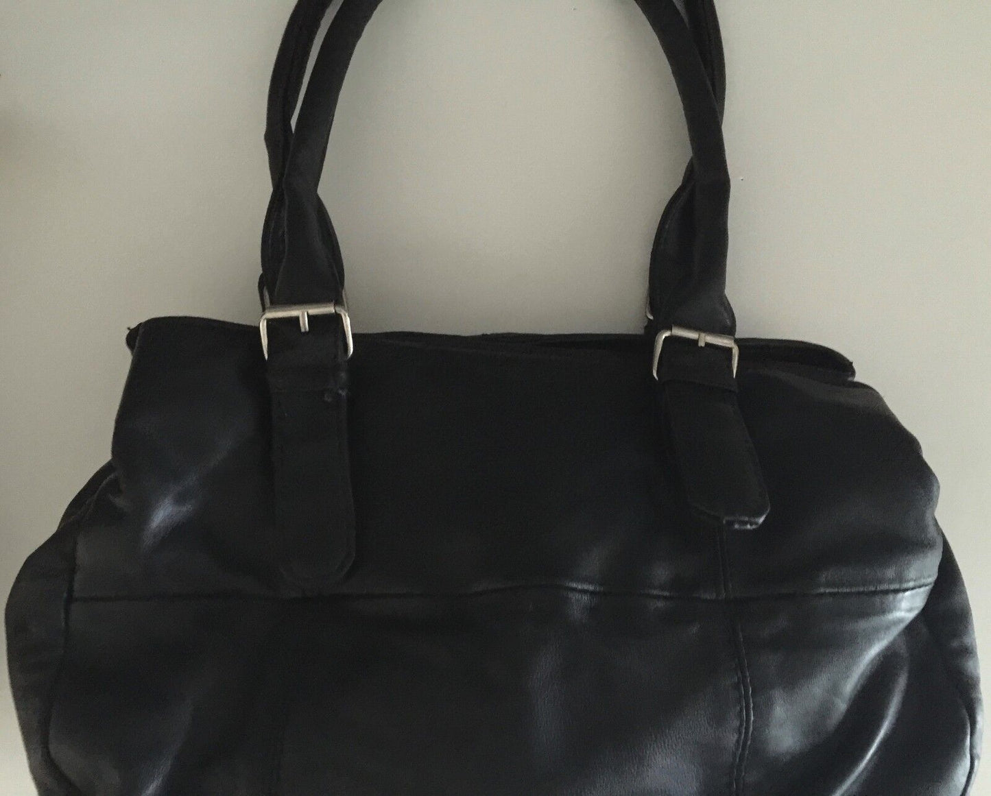 TOSCA Shoulder Bag Soft Leather Twin Handle Black Lambskin Retro Gem NEW