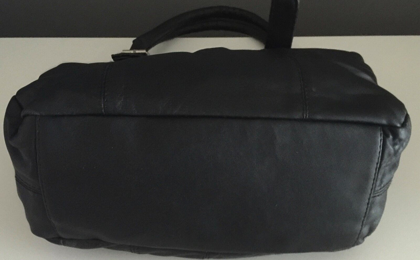 TOSCA Shoulder Bag Soft Leather Twin Handle Black Lambskin Retro Gem NEW